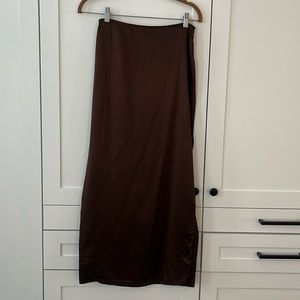 Reformation 100% silk brown maxi skirt size 4